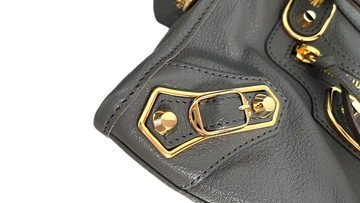 Balenciaga Classic Metallic Edge City Shoulder Bag S Black in Goatskin with  Gold-tone - US