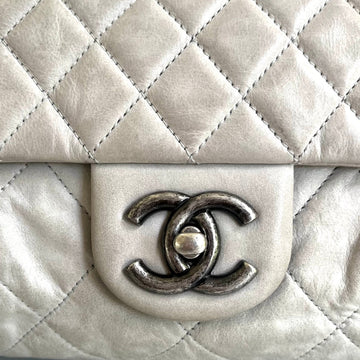 Brand New Chanel Caviar Quilted Miss Coco Clutch with Chain Grey