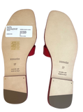 Hermes Oran Calfskin Leather Sandals, Coquelicot